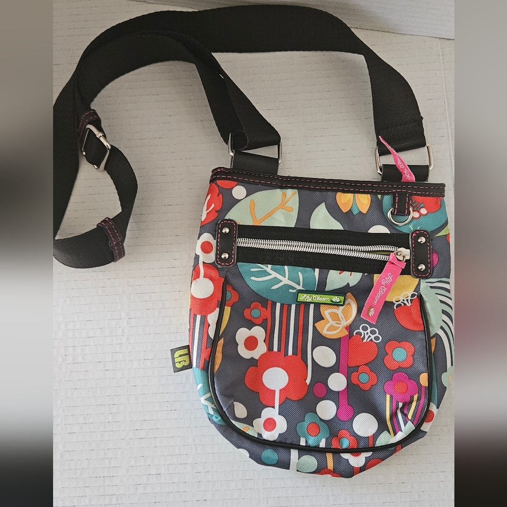 Lily Bloom grey floral crossbody bag